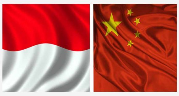 Bendera Indonesia dan China Bendera Indonesia dan China