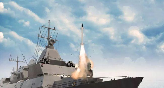 Ilustrasi kapal perang India menembakkan rudal Barak 8 Ilustrasi kapal perang India menembakkan rudal Barak 8