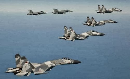 Sukhoi TNI AU terbang bersama F-18 Australia Sukhoi TNI AU terbang bersama F-18 Australia