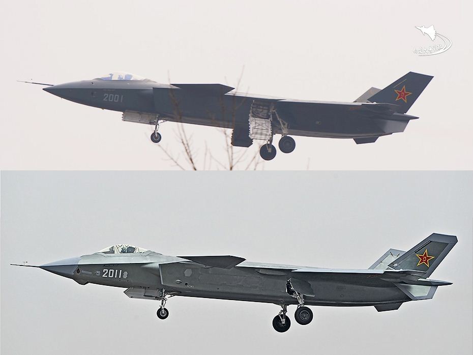 Prototipe pertama dan ketiga J-20 Prototipe pertama dan ketiga J-20
